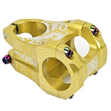 Imagem de Haste de bicicleta 31,8 mm haste curta mountain bike hastes 45 mm alumínio guidão haste elevação para a maioria das bicicletas, bicicleta de estrada, mountain bike, acessórios de guidão de ciclismo (dourado)