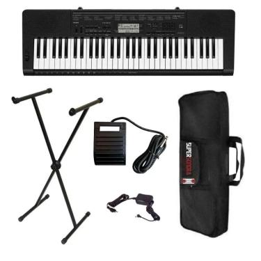 Imagem de Kit Teclado Musical Casio Ctk3500 Midi/usb Aplicativo Chordana + Suporte X + Pedal Sustain + Capa