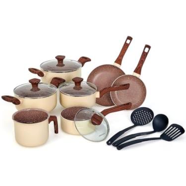 Imagem de Jogo de Panelas Indução Antiaderente Cerâmico 10 Peças com Utensilios Mimo Style