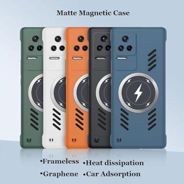 Imagem de Frameless Graphene Heat dissipation Car Magnetic Adsorption Case For Xiaomi Poco F5 F3 F4 X3 X4 GT Pro Back Magsafing Wireless Charging Bumper Shell Cover Protector (Poco F4 GT,Blue)