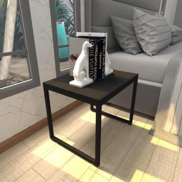 Imagem de Mesa De Cabeceira Industrial Preta Mdf Canto Quarto Mesas De Cabeceira Mesinha Cabeçeira Cabiceira