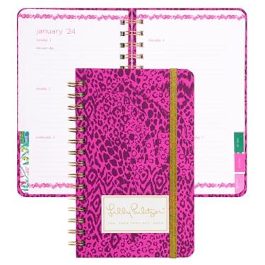 Imagem de Lilly Pulitzer Agenda diária 2024, agenda média datada de janeiro de 2024 a dezembro de 2024, planejador semanal com calendário mensal, adesivos, bolsos e encadernação em espiral, planejador fofo de capa dura, jogo de padrões