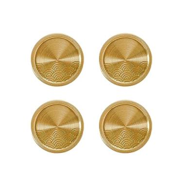 Imagem de JSBWSFA 4 maçanetas de gaveta de ondas redondas maçanetas de gaveta douradas puxadores de armário dourados para gavetas de armário e cômoda ferragens de armário de banheiro puxadores de armário de
