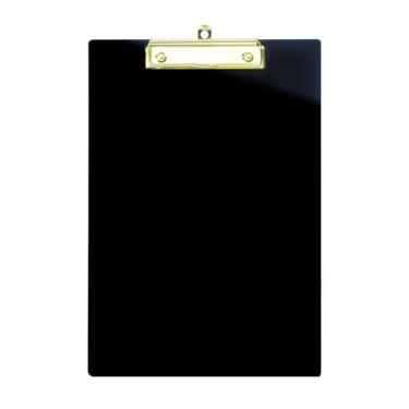 Imagem de UNIQOOO Prancheta de acrílico preto com clipe de acabamento dourado brilhante, perfeita para amantes de artes modernas, especialista em moda e estilo, calígrafo, escritório, seminários, oficinas,