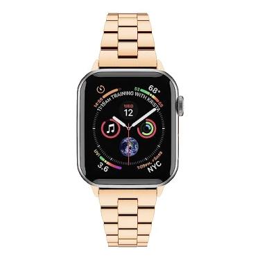 Imagem de Seoaura Pulseira esportiva de aço inoxidável compatível com Apple Watch de 41 mm, 40 mm, 38 mm, 44 mm, 45 mm, 42 mm, ultra 49 mm, de liberação rápida, para iWatch Series 8, 7, 6, 5, 4, 3, 2, 1, SE, Nike + (41 mm/38 mm/40 mm, ouro rosa)