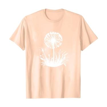 Imagem de Camisetas femininas fofas gola redonda girassol flores silvestres estampa casual camiseta tops de malha, Bege, GG