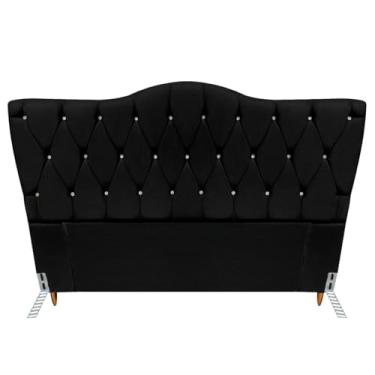 Imagem de Cabeceira Queen Size Casal Cama Box Quarto Barcelona 1,6m (Suede preto)