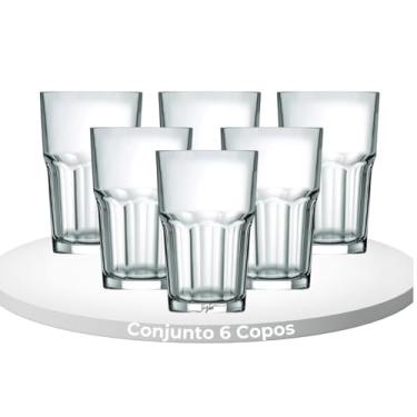 Imagem de Liz KO Kit 6 Jogo de Copos Vidro Resistente Água Bebidas Sucos