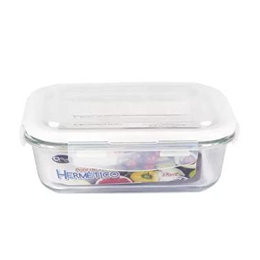 Imagem de Pote De Vidro Hermético Retangular 370 Ml Com Tampa Vedada