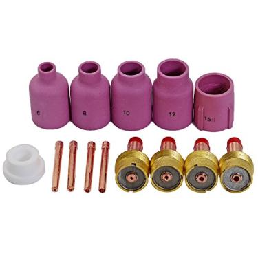 Imagem de RIVERWELD Tig-Gas Lentes Collet Corpos Alumina Bico Fit PTA CK SR WP 17 18 26 TIG Lanterna 14 peças