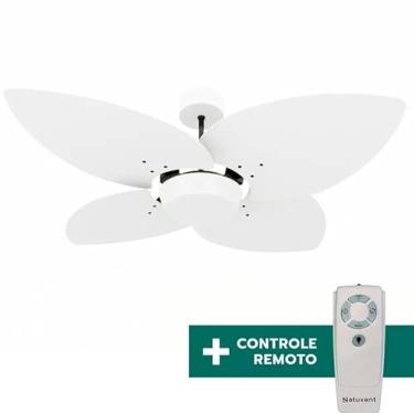 Imagem de Ventilador de Teto Com Controle Remoto Natuvent Dahlia No Light 4 Pás Madeira Branco (127, Volts)