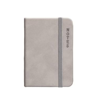 Imagem de Caderno com alça de couro colorido 3 peças-A7, bolso conveniente, caderno portátil para anotações, amarelo e cinza (A7/80 folhas)