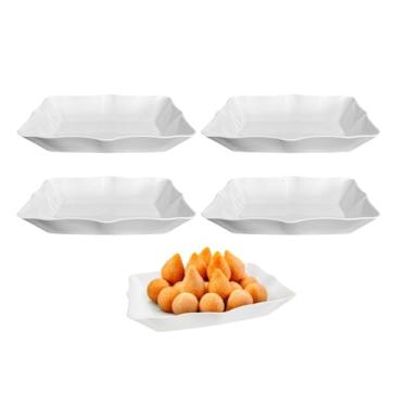 Imagem de Kit 5 Travessa Retangular Para Salgados Coxinha Batata Frita