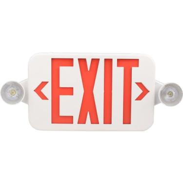 Imagem de Combo de sinal de saída e luz de emergência vermelha decorativa com bateria reserva