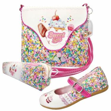 Imagem de Kit Infantil Feminino Sapatilha, Bolsa E Estojo Docinhos, Magicc Kids,