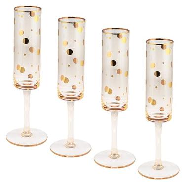Imagem de Karma Presentes, vidro de flauta vintage, pontos dourados, conjunto de quatro