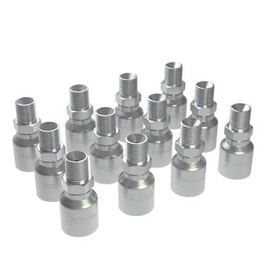 Imagem de KOUTIANWU Conexões hidráulicas para mangueira hidráulica 1/4 3/8 1/2 3/4 (mangueira de 1/10.2 cm x 1/10.2 cm NPTF), prateado