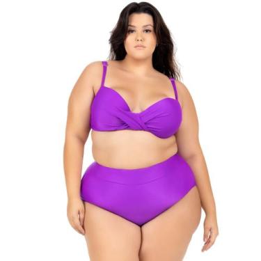 Imagem de Biquini Plus Size Feminino Com Bojo Cintura Alta Laço Verao - HYPE MOD