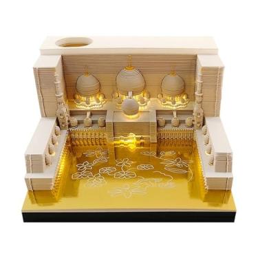 Imagem de Calendário de mesa 3D 2025, calendário de peças de mesquita, calendário de arte 3D destacável, ornamentos de mesa criativos, para presente de decoração de escritório em casa (mesquita)