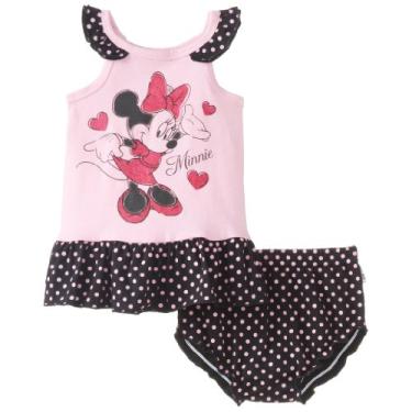 Imagem de Disney Conjunto de 2 peças de vestido de verão para bebês e meninas recém-nascidas da Minnie Mouse, Goma de bolha/preta, 3-6 Meses