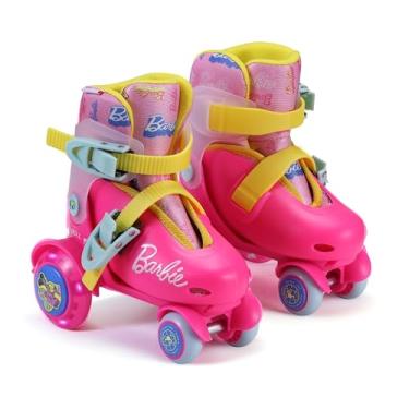 Imagem de Barbie Patins de treinamento infantil – Rodas iluminadas, rolamentos ABEC 5, material de PVC durável, forro de espuma para sapatos, perfeito para diversão ativa e aventuras, tamanho EUA 9-12