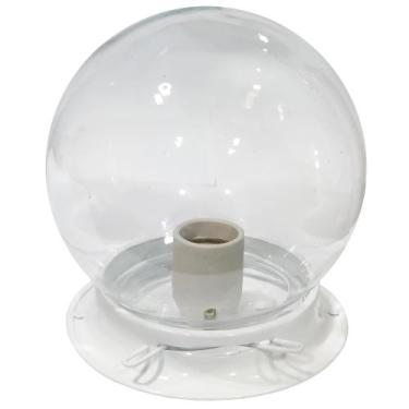 Imagem de Plafon Colonial Chapa Branco Globo Transparente Retrô - Jota Iluminaçã