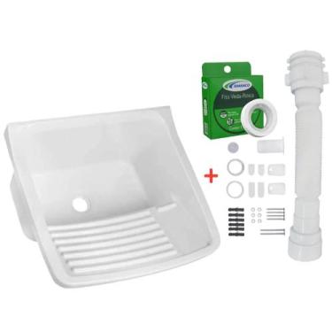 Imagem de Kit Tanque De Plastico Branco 22 Litros Para Lavar Roupas Astra