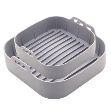 Imagem de Kit 2 Formas De Aifryer Quadrada Silicone Cinza 20 e 16cm Lyor
