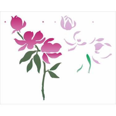 Imagem de Stencil Simples Flor Magnolias 3176 20x25 Opa