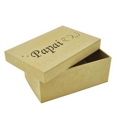Imagem de Kit 10 Caixa Retangular Tampa Sapato Papai 18x11,5x6,5 Mdf Madeira - A