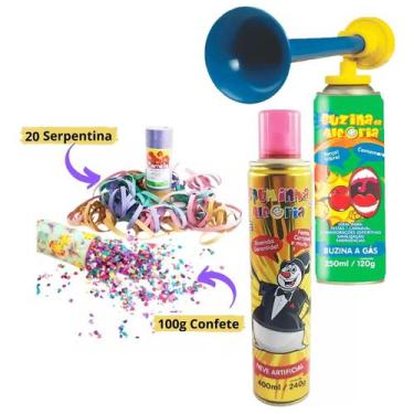 Imagem de Kit Festa Carnaval Serpentina Confete Espuminha Corneta - Dalegria