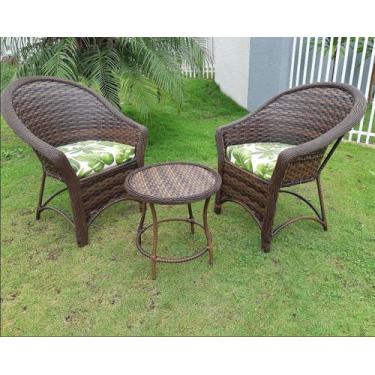 Imagem de Kit 2 Poltrona 1 Mesa Centro Área Externa Tecido Zimbros Verde - Varan