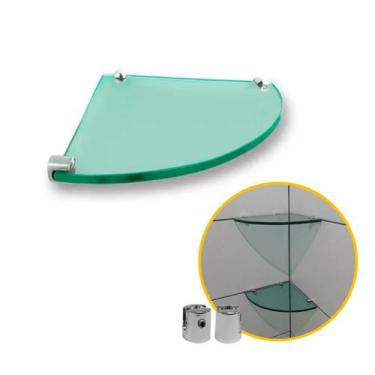 Imagem de Prateleiras Cantoneira Modelada Em Vidro 20x20 Com Suporte - Mixso