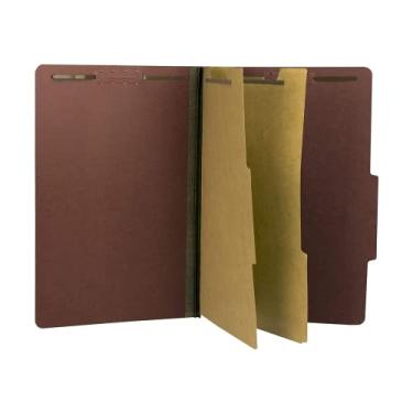 Imagem de The File King – Pasta de arquivos de divisão de classificação de quadro de pressão – Tamanho legal – Aba final com 2 divisórias, fixadores e expansão de 5 cm para arquivamento de prateleira – Caixa com 10, Brick Red, 2 Dividers and Fasteners