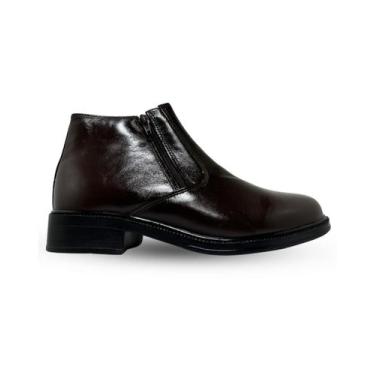 Imagem de Bota Botina Social Masculina Couro Pelica Extra Leve Com Zíper Café - 
