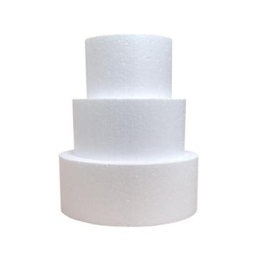 Imagem de Kit 3 Andares Base Isopor P/ Bolo Fake 15x20x25cm C/ 12cm - Styroform