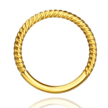 Imagem de Piercing Helix Conch Septo Argola Titânio Pvd Torcida DETALHE 1.2x6/8/10 (Dourado, 6mm)