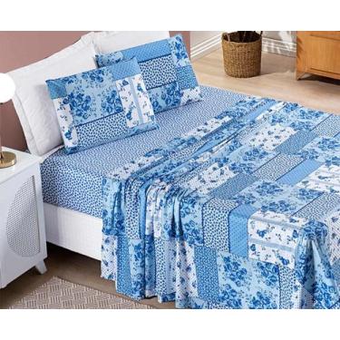 Imagem de Jogo De Cama Bouti Queen 4 Peças Lençol Estampado Patchwork - Bia Enxo