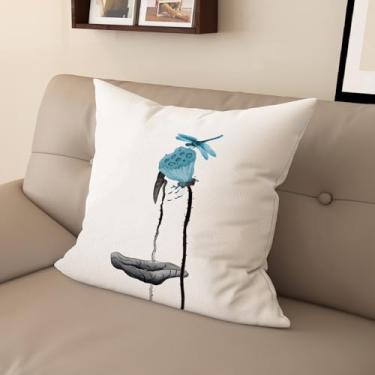 Imagem de Sladjana Capa de almofada de sofá requintada estilo chinês com estampa de lótus - eleve seu espaço de vida (61 x 61 cm, JYHH-I)