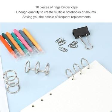 Imagem de 10pcs 3 anel metal metal folhas de folhas soltas Aço inoxidável Rings Foto Álbum Spinha de encadernação para notebook Diário de viagem Anéis (30mm)