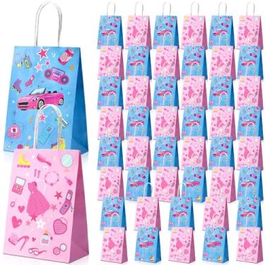 Imagem de Dansydaisy 48 peças rosa choque sacos de presente de princesa, lembrancinha de princesa, fofa, princesa, doces, com alças para tema de princesa, decoração de lembrancinhas de aniversário