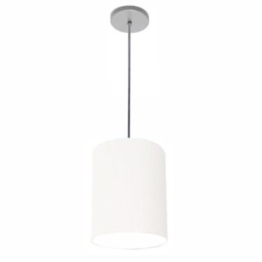 Imagem de Lustre Luminária Pendente Vivare Free Lux PE-4102CZ Cúpula em Tecido 13x30cm - Branca