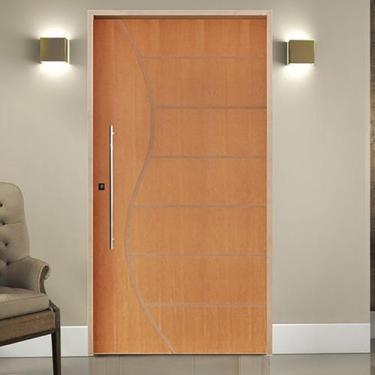 Imagem de Kit Porta de Madeira Pivotante 210x110cm Batente 14cm Fechadura 803 Ro