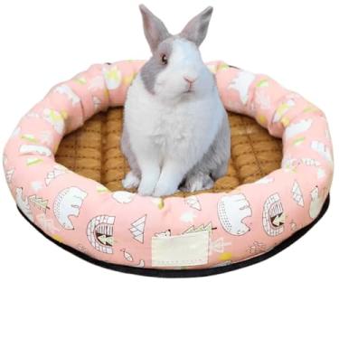 Imagem de Cama de coelho refrescante circular de verão, tapete de dormir confortável para chinchila/ouriço/esquilo/ratos/coelho/porquinho-da-índia e outros animais pequenos (rosa, médio)