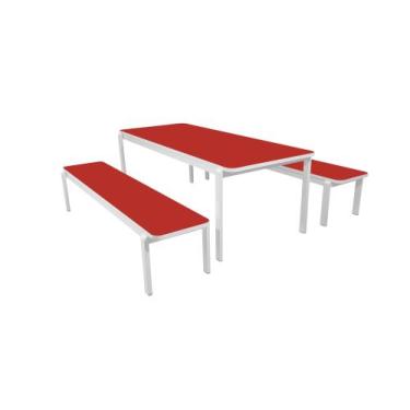 Imagem de Conjunto Refeitório Infantil 1500mm Vermelho - SchoolCenter