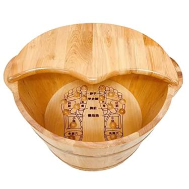 Imagem de Bacia de spa de madeira, balde de banheira de madeira de cipreste para banho de pés, massagem, spa, sauna, imersão, balde de madeira, spa para pés, lavatório doméstico C-26 cm (B 26 cm)