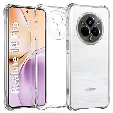 Imagem de USTIYA Capa para Realme 14 Pro 5G TPU transparente quatro cantos capa de proteção de grau militar transparente macia