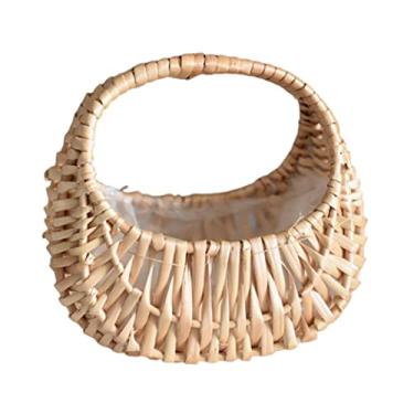 Imagem de Cesta de daminha de casamento com alças para decoração de centro de mesa de arranjos de flores