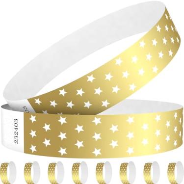 Imagem de WM infinite Pulseiras de papel Gold Stars para eventos, pulseira de papel de 100 unidades de 100 unidades para entrada de eventos, festivais, festas, clubes (ouro, 100)