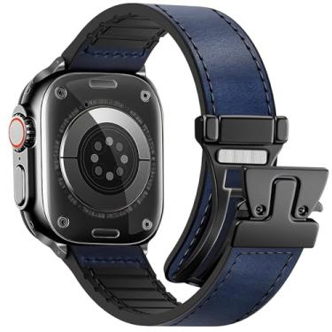 Imagem de WestEagle Pulseiras de couro magnético compatíveis com Apple Watch séries SE/10/9/8/7/6/5/4/3/2/1 de 42 mm (série 10) e 41 mm, 40 mm, 38 mm, 42 mm (série 10) e 40 mm e 38 mm